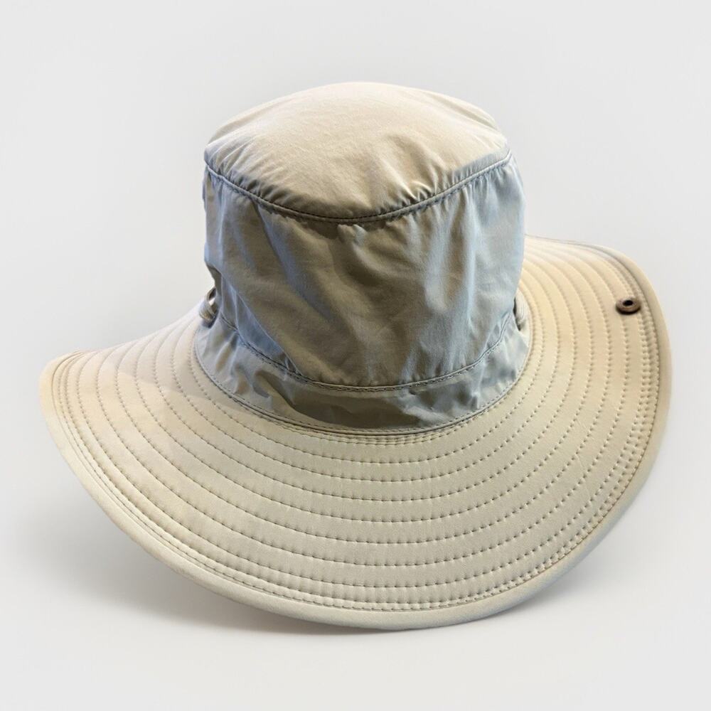 Stetson Sun Mens Tan Mesh Vented Chin Strap UPF 50+ Wide Brim Fishing Hat Size L